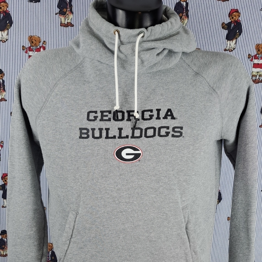 Nike Georgia Bulldogs spell out swoosh logo cowlneck womens gray LG hoodie